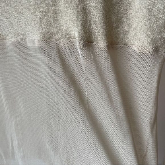 Vintage Y2K sand yellow sheer mesh beaded top M - Picture 8 of 8